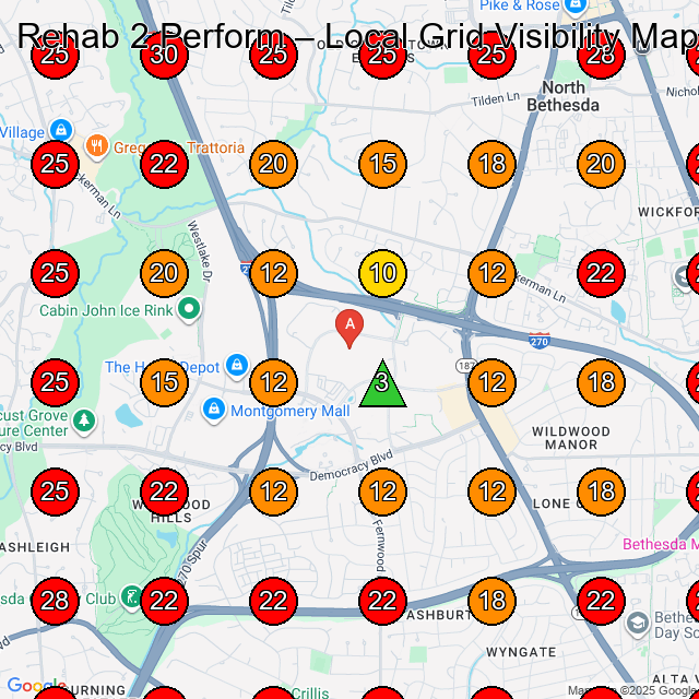 Rehab 2 Perform GeoGrid visibility map for Physical Therapy Clinic in The
